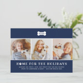 Home for the Holidays Navy Blue Plaid Dog写真 シーズンカード (スタンド正面)
