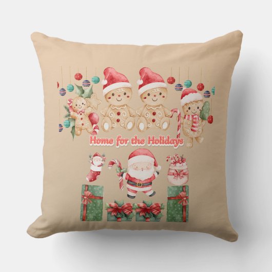 Home for the Holidays -Santa Claus pillow クッション (正面)