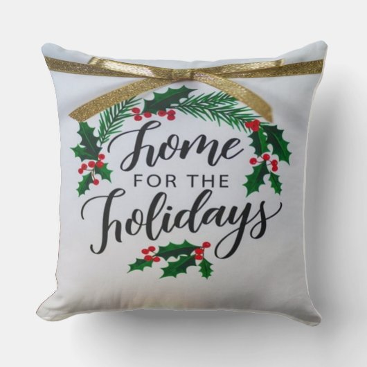 Home for the Holidays' Throw Pillow クッション (正面)