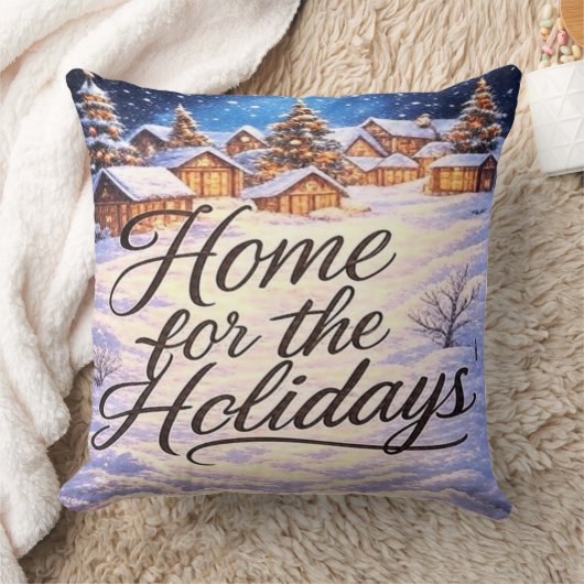 'Home for the Holidays' Throw Pillow クッション (ブランケット)