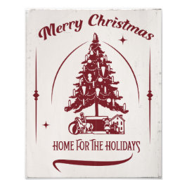 Home For the Holidays Vintage Design フォトプリント