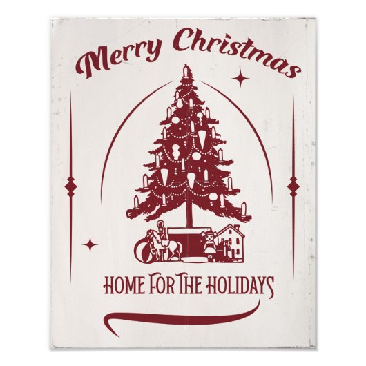 Home For the Holidays Vintage Design フォトプリント (正面)