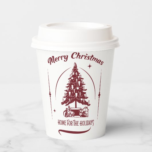 Home For the Holidays Vintage Design 紙コップ (正面)