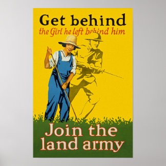 Home Front Join the Land Army WWI Propaganda ポスター