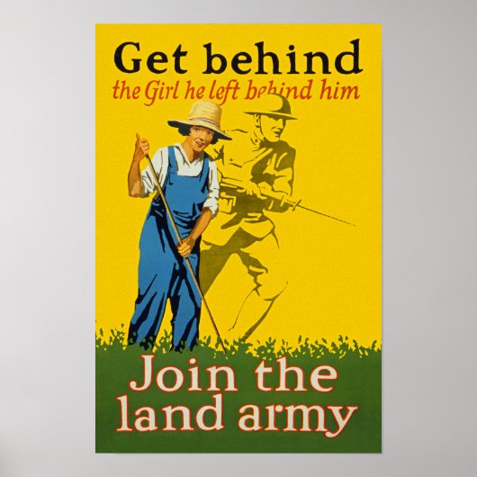 Home Front Join the Land Army WWI Propaganda ポスター (正面)