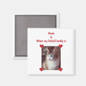 Home Furball Buddy Cat Dog Mom Uploadフォトハート マグネット (正面/裏面)