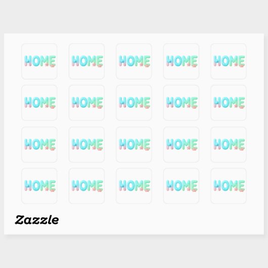 HOME Glossy Pastel Ocean Word スクエアシール (シート)