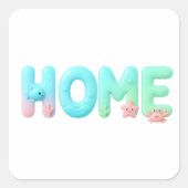 HOME Glossy Pastel Ocean Word スクエアシール (正面)