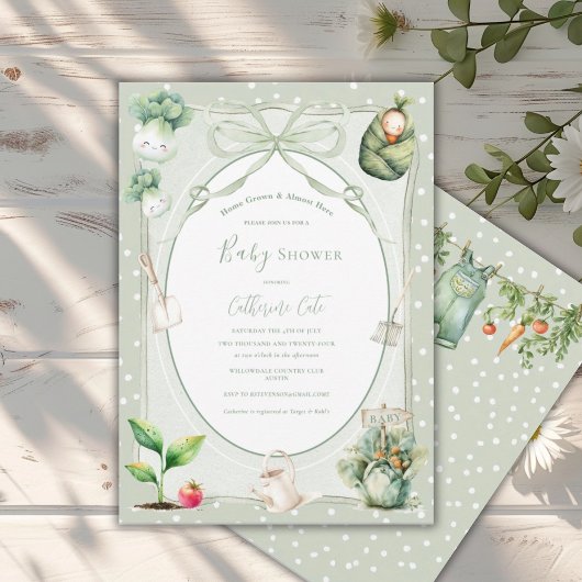 Home Grown & Almost Here Vegetable Baby  招待状