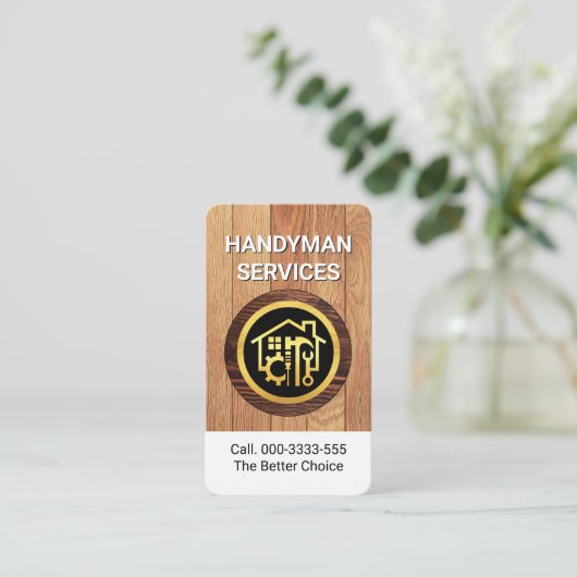 Home Handyman Tools On Wood  名刺 (スタンド正面)