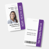 Home Health Aide Certified Nurse Aide Photo ID  バッジ (Front & Back)