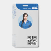 Home Health Aide ID Badge Photo QR Code Modern バッジ (裏面)