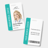 Home Health Aide Medical Photo IDティール(緑がかった色) バッジ (正面&裏面)