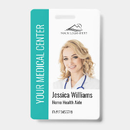 Home Health Aide Medical Photo IDティール(緑がかった色) バッジ