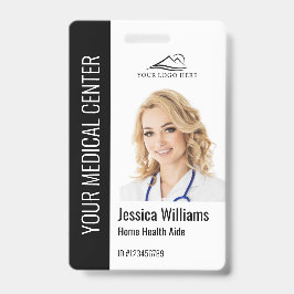 Home Health Aide Medical Photo ID Black バッジ