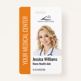 Home Health Aide Medical Photo ID Orange バッジ