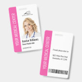 Home Health Aide Medical Photo ID Pink バッジ (正面＆裏面)