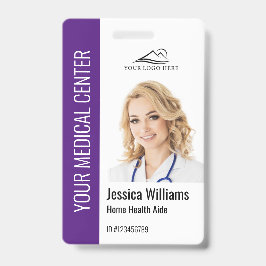 Home Health Aide Medical Photo ID Purple バッジ
