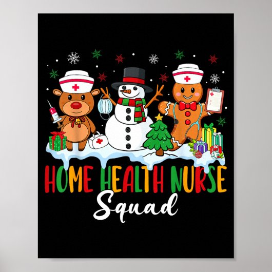 Home Health Nurse Squad Reindeer Gingerbread Chris ポスター (正面)