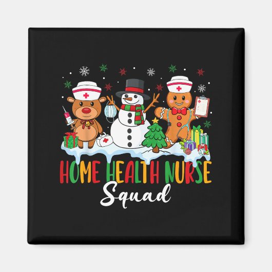 Home Health Nurse Squad Reindeer Gingerbread Chris マグネット (正面)