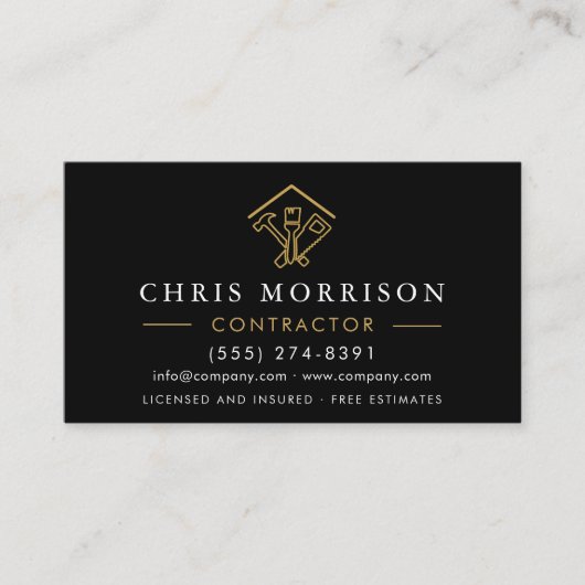 Home Improvement Black Gold QR Code Wood  名刺 (正面)