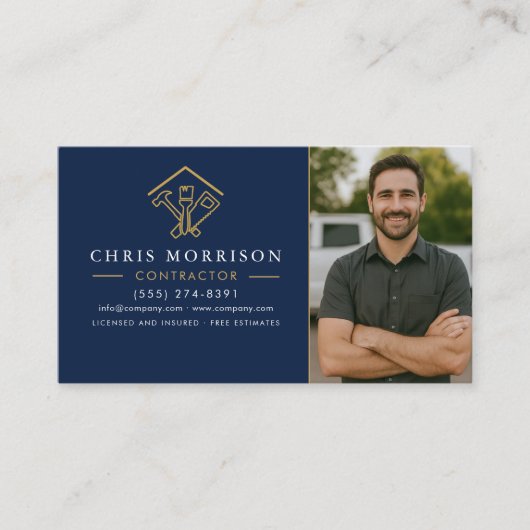 Home Improvement Photo Navy Blue 名刺 (正面)