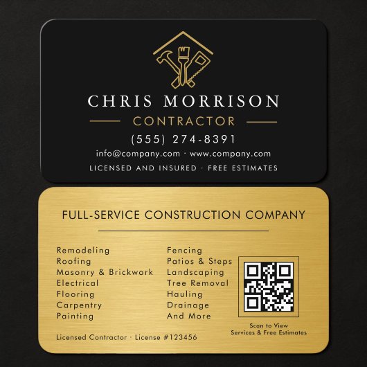 Home Improvement QR Code Metallic 名刺