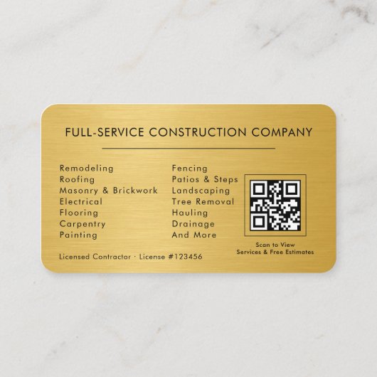 Home Improvement QR Code Metallic 名刺 (裏面)