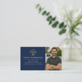 Home Improvement QR Code Photo Navy Blue Gold 名刺 (スタンド正面)