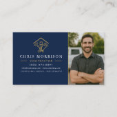 Home Improvement QR Code Photo Navy Blue Gold 名刺 (正面)