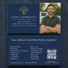 Home Improvement QR Code Photo Navy Blue Gold 名刺