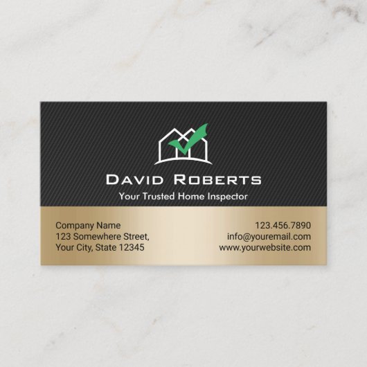 Home Inspection Modern Black & Gold Real Estate 名刺 (正面)