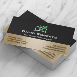Home Inspection Modern Black & Gold Real Estate 名刺