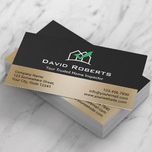 Home Inspection Modern Black & Gold Real Estate 名刺