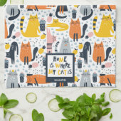 Home is My Cat モノグラムの Where Pattern Name キッチンタオル (折り畳み)