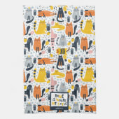 Home is My Cat モノグラムの Where Pattern Name キッチンタオル (縦)