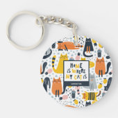 Home is My Cat モノグラムの Where Pattern Name キーホルダー (正面)
