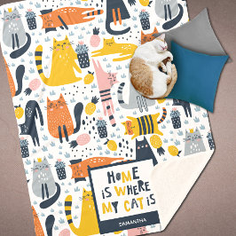 Home is My Cat モノグラムの Where Pattern Name シェルパブランケット