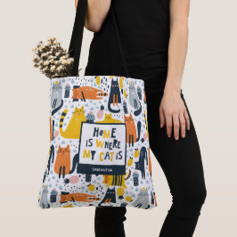Home is My Cat モノグラムの Where Pattern Name トートバッグ