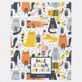 Home is My Cat モノグラムの Where Pattern Name フリースブランケット (正面)