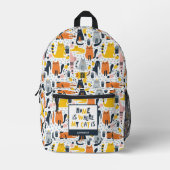 Home is My Cat モノグラムの Where Pattern Name プリントバックパック (正面)