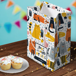 Home is My Cat モノグラムの Where Pattern Name ミディアムペーパーバッグ