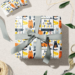 Home is My Cat モノグラムの Where Pattern Name ラッピングペーパー