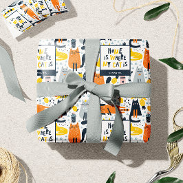 Home is My Cat モノグラムの Where Pattern Name ラッピングペーパー