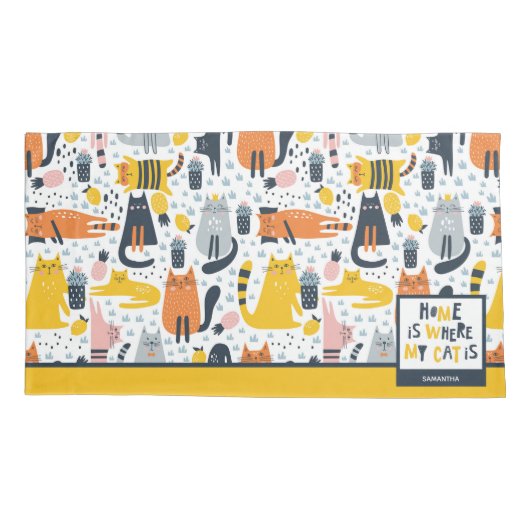 Home is My Cat モノグラムの Where Pattern Name 枕カバー (裏面)