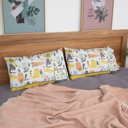 Home is My Cat モノグラムの Where Pattern Name 枕カバー