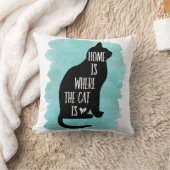 Home Is The Cat Is - Aqua クッション (ブランケット)