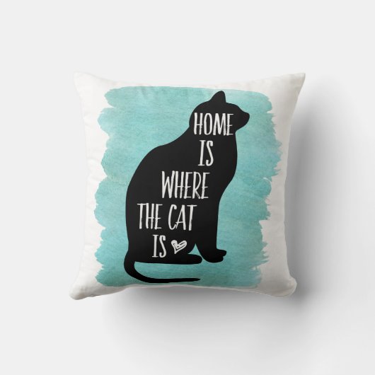 Home Is The Cat Is - Aqua クッション (裏面)