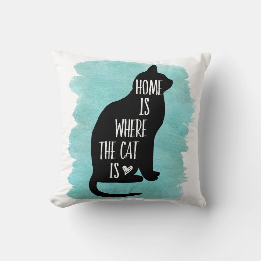 Home Is The Cat Is - Aqua クッション (正面)
