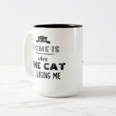 Home Is Where Cat Is Judging Me Funny ツートーンマグカップ (正面左)